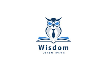 Fototapeta premium Wisdom Education logo design template. Owl and Book vector