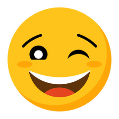 Winking face Emoji vector art on white backgroun