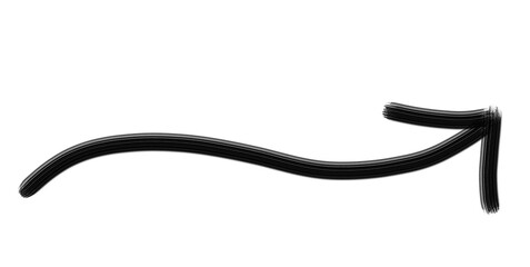 Wavy black arrow pointing right isolated on transparent background