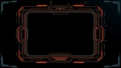 Cyberpunk HUD border, pixel art UI frame, digital glitch accents, vector frame with blank content area