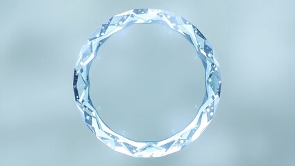 Crystal-cut circular frame icon with icy transparency, blank centered zone