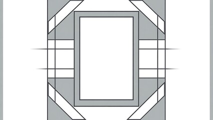 Cubist frame icon, asymmetrical lines and edges, central space blank
