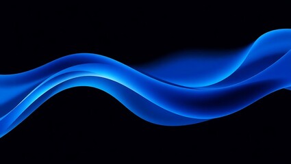 Curved 3D wave lines, blue and navy gradient, elegant abstract motion, vector artwork