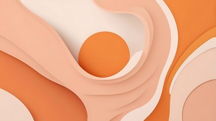 Curved organic abstract shapes in flat style, orange and peach palette