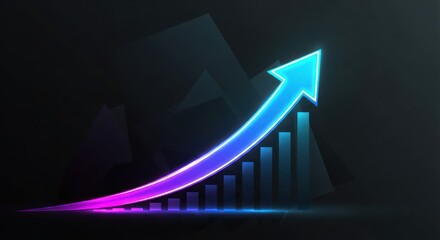 Glowing Arrow Chart Illustrates Business Growth and Success.