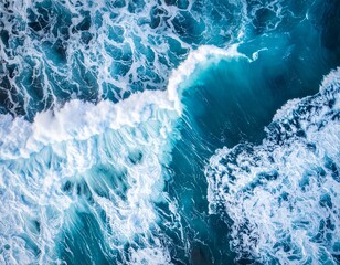 Fototapeta premium aerial view background of blue waves