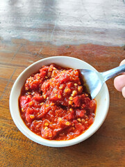 A Freshly Made Traditional Sundanese Chili Sauce