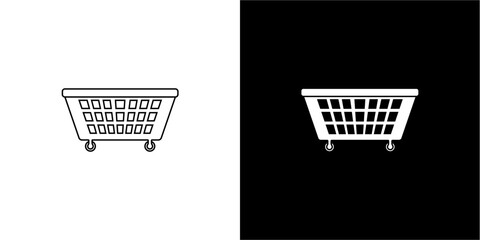 Two contrasting images of a shopping cart, one against white, the other against black.