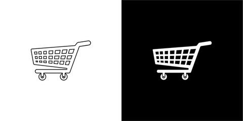 Simple black and white shopping cart icon.