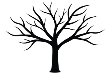 winter tree branch simple silhouette vector icon