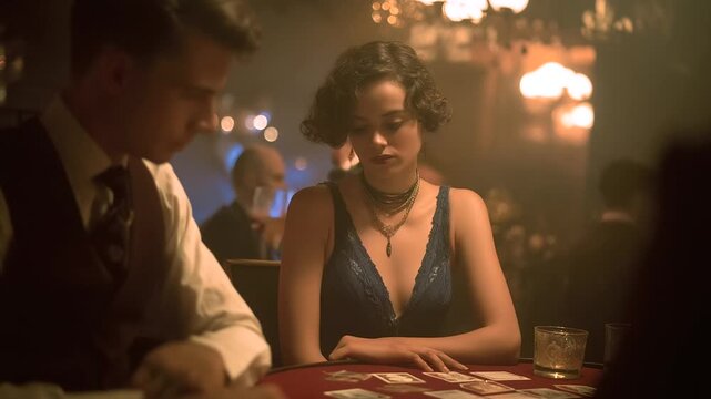 Tarot reading in a s speakeasy with jazz music background