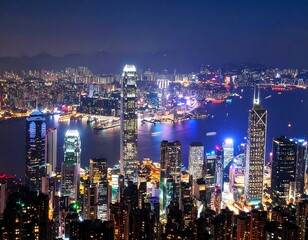 Obraz premium Hong Kong cityscape at night (1)