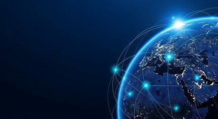 Global network connecting the world with high speed data lines