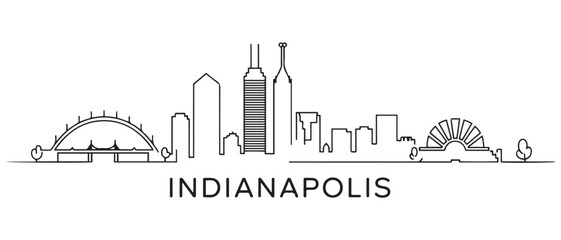Fototapeta premium Indianapolis Line Art skyline horizontal banner. Indianapolis, Indiana. Vector template for your design. with white background