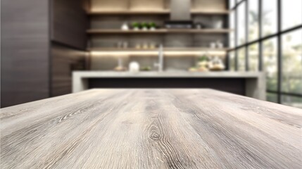 Natural wood table with subtle grain, evoking a warm and inviting atmosphere.