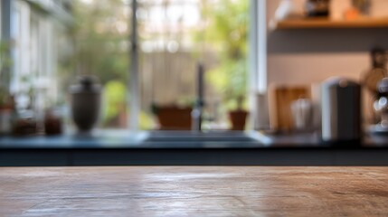 Natural wood table with subtle grain, evoking a warm and inviting atmosphere.