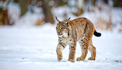 Naklejka premium Lynx in snowy forest (1)