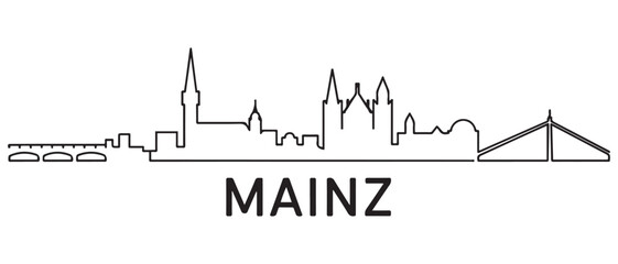 Mainz Line Art skyline silhouette. Black Mainz city design. with white background