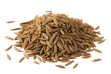 Whole cumin seeds isolated on white background for culinary and health benefits in food preparation