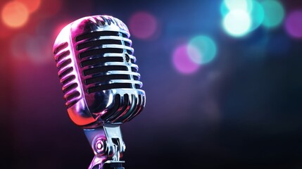 Retro microphone on stage
