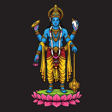 Vector illustration of god Vishnu