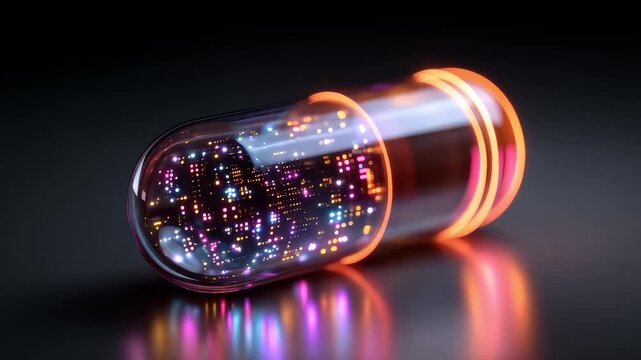 Future technology capsule drug microelectronic chip implanted in human body