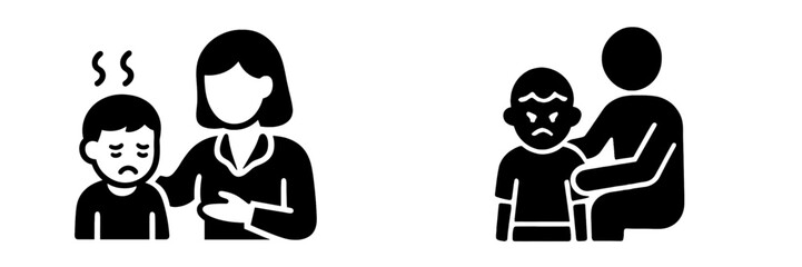 Caring adult providing comfort and support to a child experiencing illness and another child feeling emotional distress