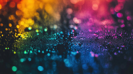 Grainy noisy gradient background, abstract vibrant color shape, glowing rainbow yellow green orange blue black noise texture banner design