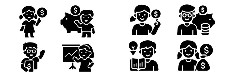 Kids learning financial literacy, saving money in a piggy bank, understanding investment, and earning cash