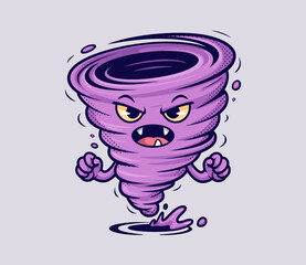 Angry Purple Tornado Cartoon Character