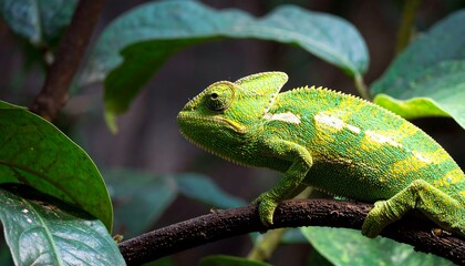 Close-up of a chameleon on a branch