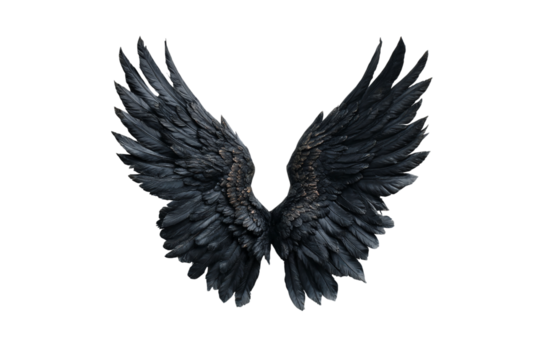 Dark angel wings isolated on transparent