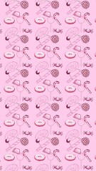 Sweet treats pattern of candies and lollipops perfect for playful branding and designs