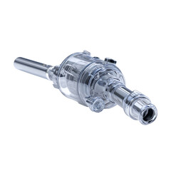 Transparent medical device component with intricate internal mechanisms, vital for healthcare innovation and scientific advancement.