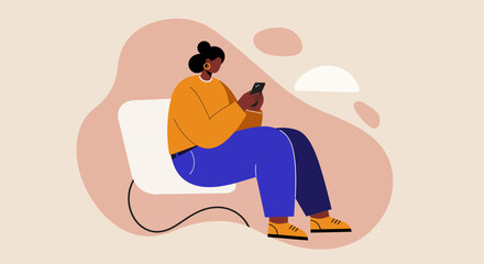 Modern person in a cozy setting, actively engaging with a smartphone for communication, social media, or digital work. Lifestyle and technology concept.