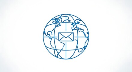 Global mail delivery icon symbolizing worldwide communication and international shipping services reaching every corner