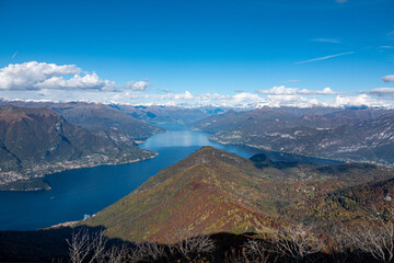 Panoramic view of Lake Como, Aerial view, Autumn