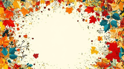 Autumn Leaves Border Background with Space for Text