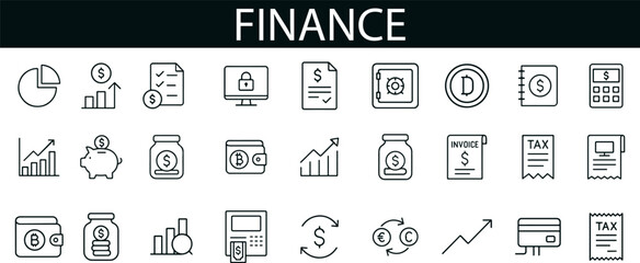 Finance Icon Set for Budgeting Tools, Fintech Apps, and Business Analytics UI Design