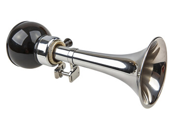 Classic metal bike horn with black rubber bulb for vintage bicycle sound effects and loud alerts
