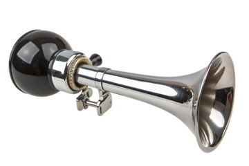 Classic metal bike horn with black rubber bulb for vintage bicycle sound effects and loud alerts