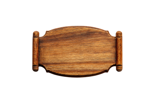 Rustic wooden sign with carved details isolated on transparent background - Powered by Adobe