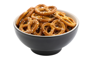 Delicious crunchy pretzels in a ceramic bowl perfect for snack time and party appetizers comfort