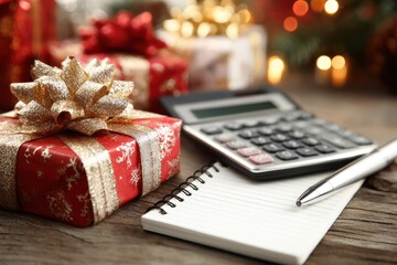 Christmas Gift List. Blank Background Concept for Holiday Shopping Budget