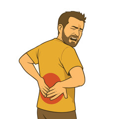 Fototapeta premium Lower Back Pain Illustration – Man Clutching Spine