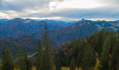 Blick von der Rotwand Mangfallgebirge Bayern Herbst