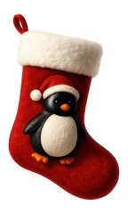 Christmas stocking with penguin applique