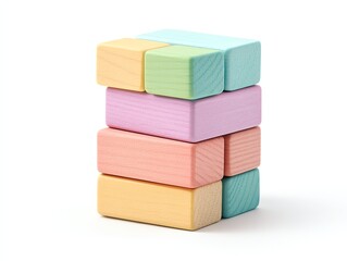 Colorful wooden blocks stacked neatly, showcasing balance and creativity.