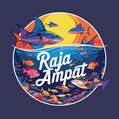 vector image of underwater life in Raja Ampat