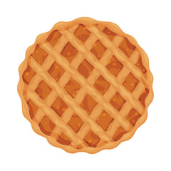 Illustration of a sweet pie viewed from above, showing the crisp pastry base and rich filling. Perfect for dessert and home baking projects.